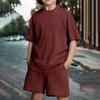 Children's 2 Piece Outfits Short Sleeve Crewneck Summer T Shirt And Drawstring Casual Track Shorts Set