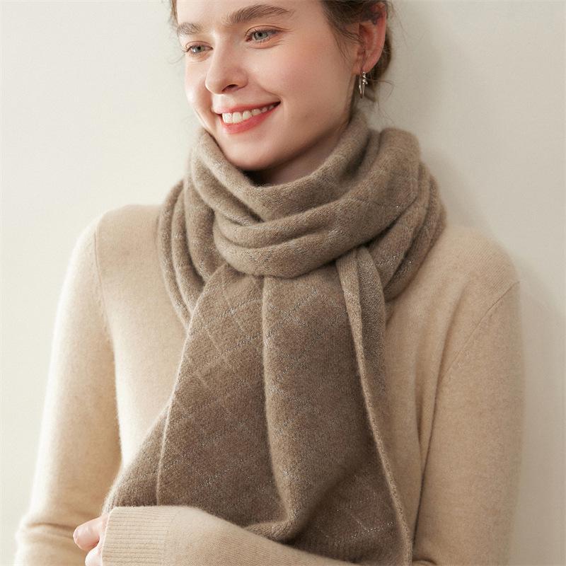 Damen 100% Reines Kaschmir-Schal - Modischer Unifarbener, Warmer Gestrickter Nackenschal für Herbst und Winter