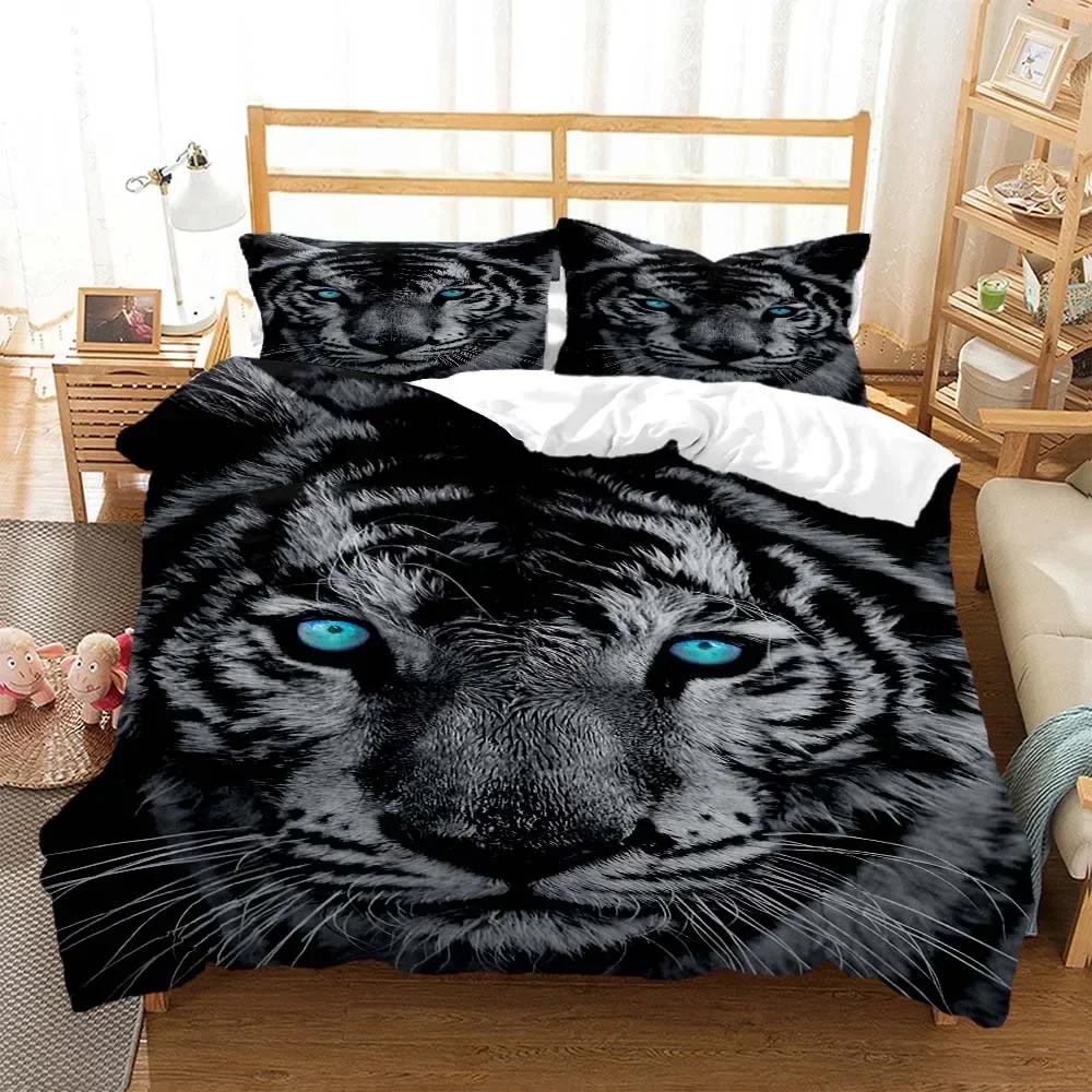 Tiger pattern Digital Print Comfortable Duvet Quilt Cover Pillowcase Bedding Set Children Bedroom Decoration Home Textile