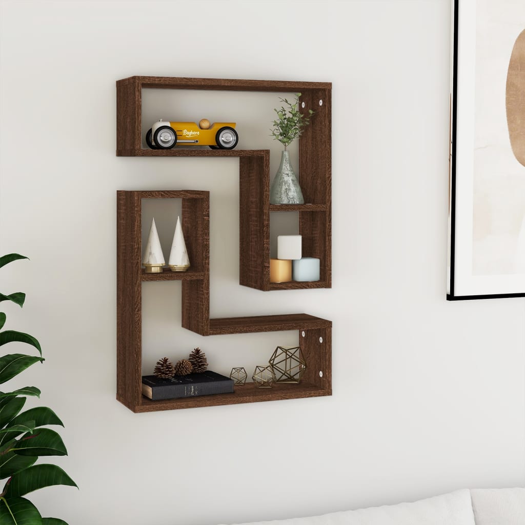 Wall Shelves 2 pcs Brown Oak Effect 50 x 15 x 50 cm Engineered Wood