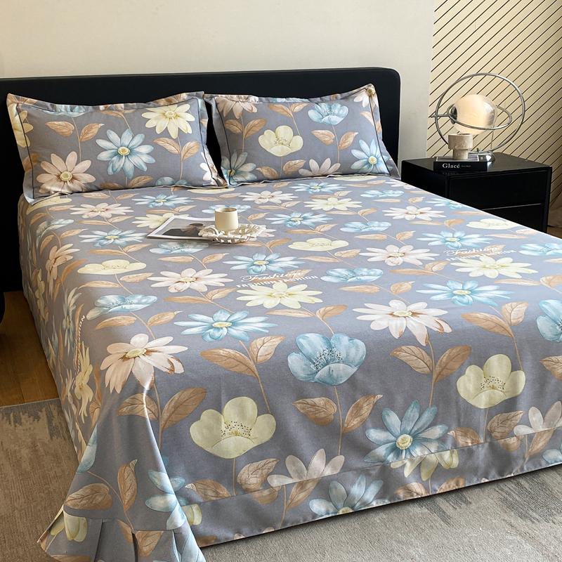 Retro Floral Pattern Bed Sheet Set 100% Cotton Bed Sheets Soft Breathable Bedspread with Pillowcases Queen Size Bedding Set