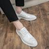 Men's Leather Shoes 2025 Spring Mirror White Leather Shoes Korean Version Brock Casual Shoes British White Leather Shoes Men