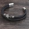 2019Fashion Stainless Steel Anchor Bracelet Men Black Braided Cowhide Leather Rope Bracelets Wrap Punk Charm Jewelry