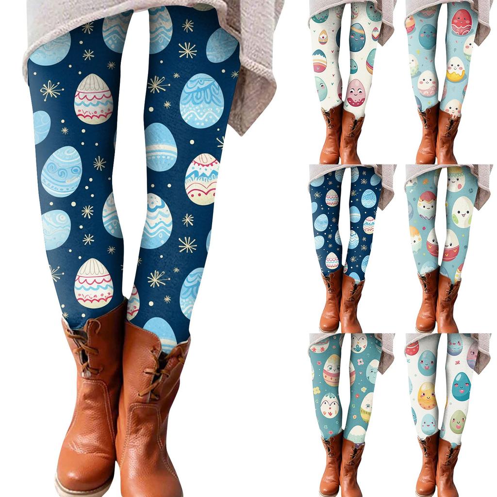 Spodnie damskie, rozciągliwe, miękkie, z nadrukiem wielkanocnym, spodnie do spania w domu