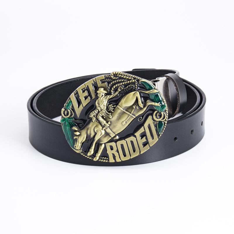 Gürtel aus einer Legierung, Western-Denim-Gürtel, Rodeo-Gürtel mit glatter Schnalle