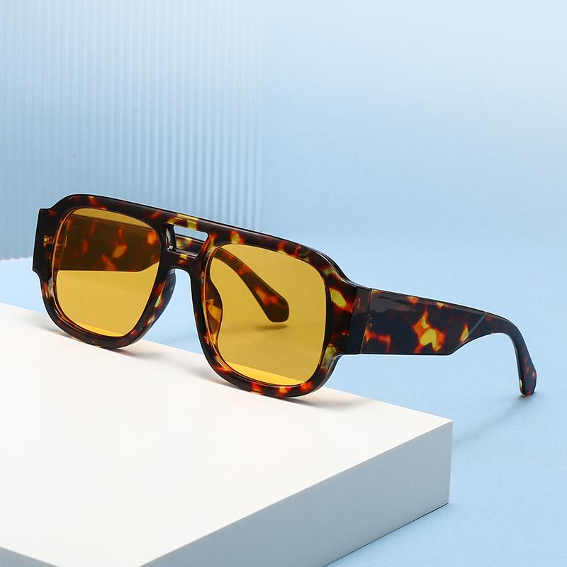 3pcs Fashion Square Sun Glasses Women Candy Color Retro Wide Legs Men Eyeglasses Shades Large Frame Double Bridges