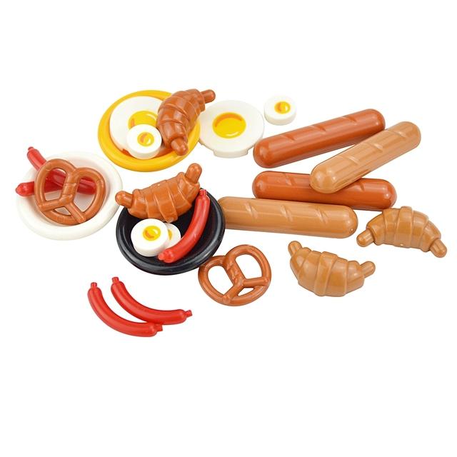 Stadt Lebensmittel Bausteine Küchenzubehör Hamburger Pizza Pommes Kuchen Schokolade Kekse MOC Steine Spielzeugkorb Teile LEDUO