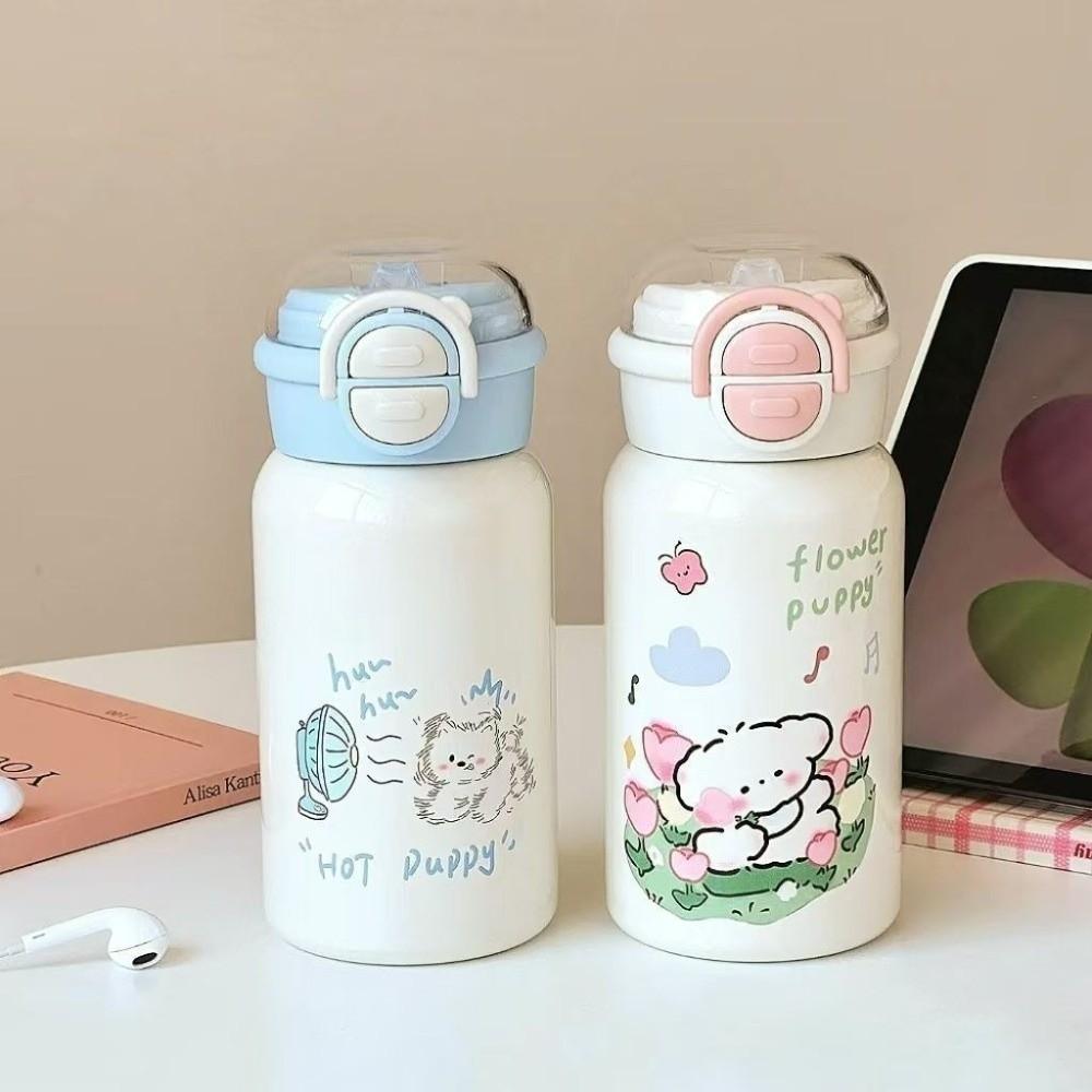 Leak Proof Double Drinking Water Cup Cartoon Iced Coffee Cup Drinkware Straw Bottle  Outdoor
