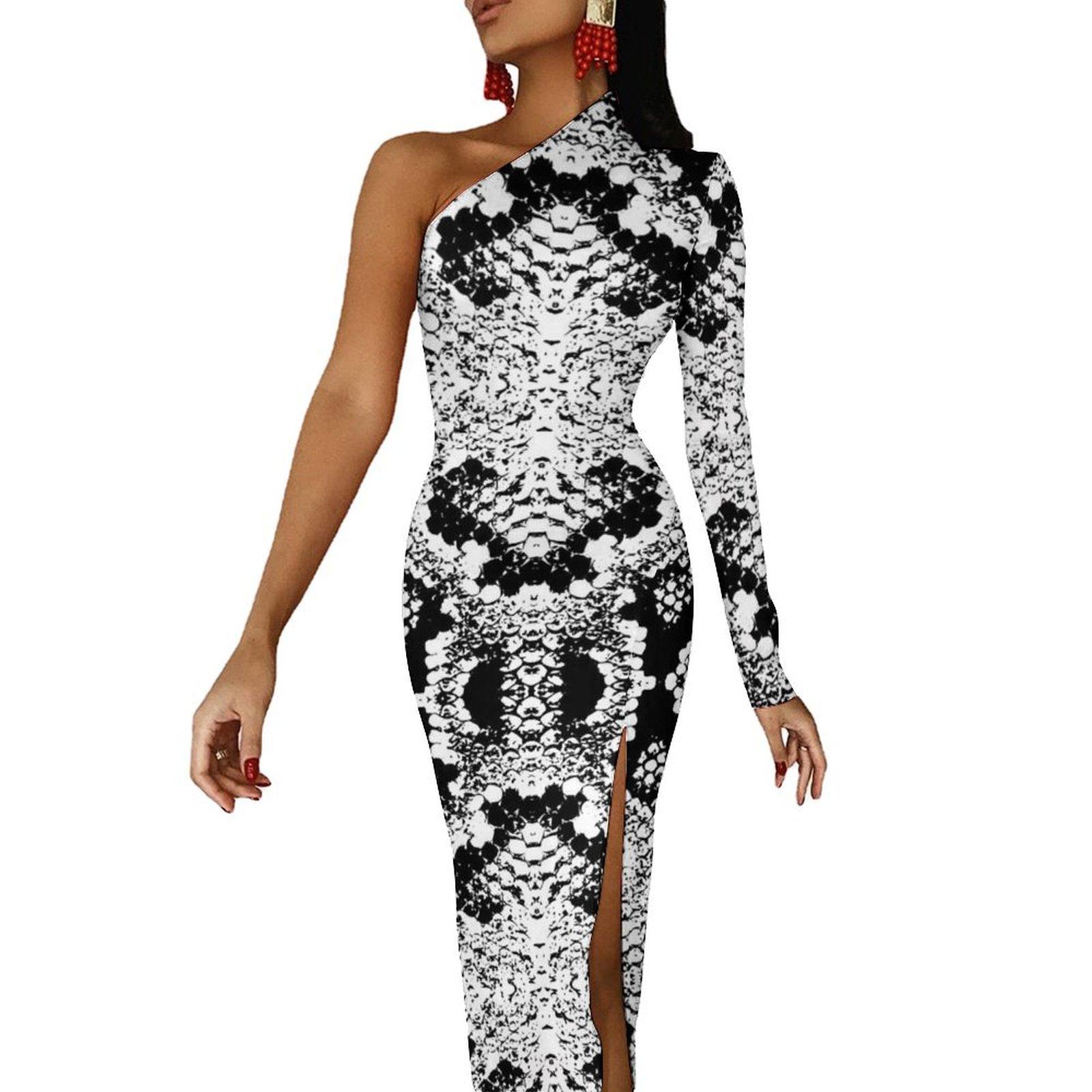 

Платье макси из золотистого питона и змеиной кожи с длинным рукавом и принтом животных, винтажное облегающее платье, весенние эстетичные длинные платья, женская одежда M