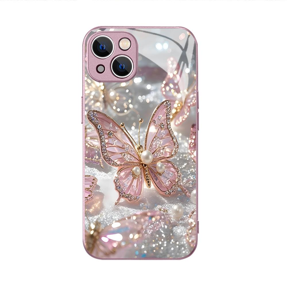 Pink butterfly iPhone11promax summer phone case Apple 11PM protective case can be customized