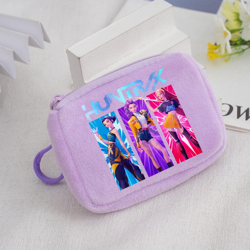 KPop Demon Hunters Kinder Pluche Portemonneetje Schattige Anime Mini Portemonnee Kaarthouder Opbergtasje Draagbaar Duurzaam Meisjes Cartoon Cadeau