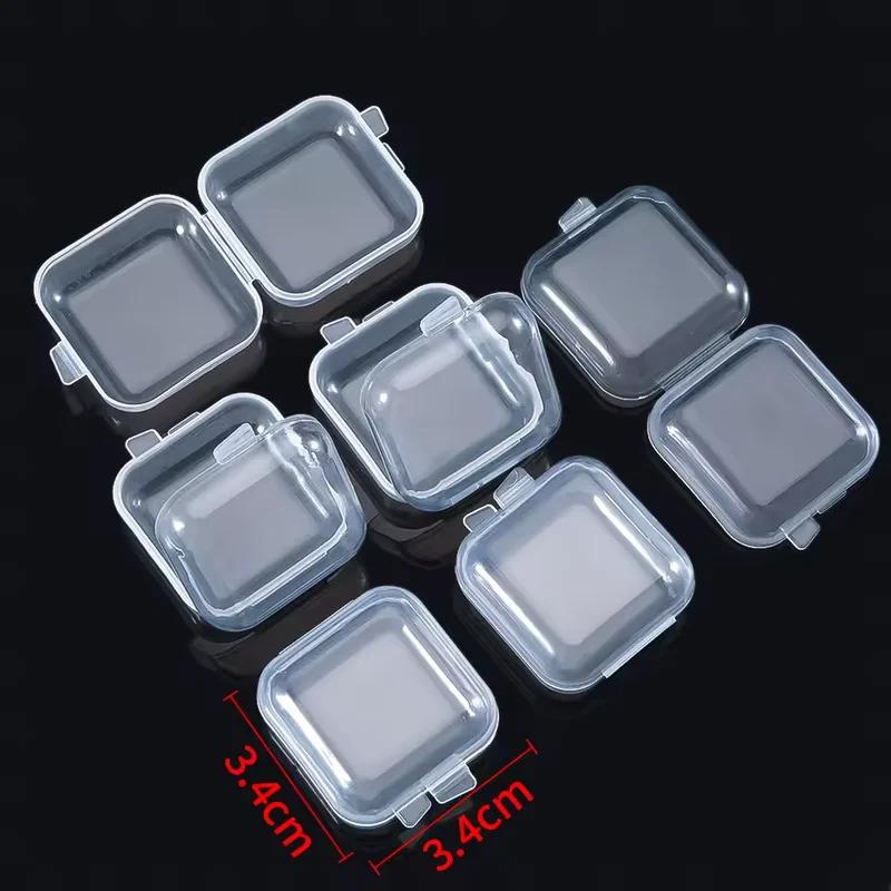 5/20PCS 3.5*3.5*2cm Small Plastic Storage Box for Jewelry Beads Earring Jewelry Container Transparent Square Box Case Contain