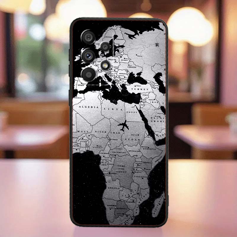 Fashion Airplane Pattern Phone Case For Samsung A41 A35 A34 A33 A32 A25 A24 A23 A21s A06 A05 A04 A03 Note 10 20 Ultra 5G Black