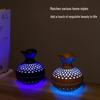 USB Wood Grain Flower Vase Humidifier: Silent Aroma Diffuser with Colorful Night Light for Home and Office