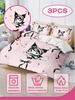Sanrio Kuromi Duvet Cover Set Bedding Comforter Sets Double King Size 3D Children'S Bedding Set 3-Piece