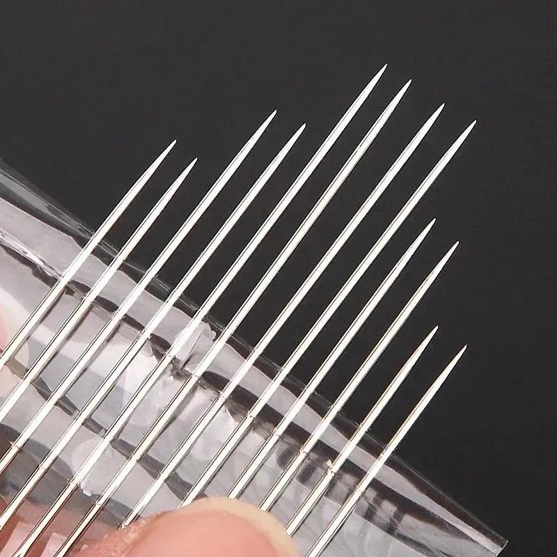 30/12Pcs Side Hole Blind Sewing Needles Stainless Steel Elderly Self Threading Needle Household DIY Jewelry Beading Sewing Tool