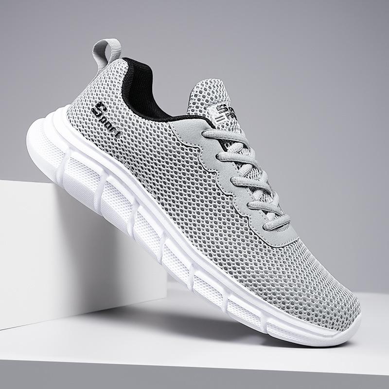 Large size fashion casual shoes, mesh breathable, light and comfortable men's sports shoes, versatile flats