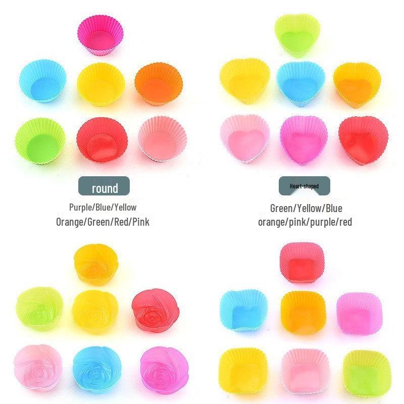Set di 7 stampi per torte in silicone da 7 cm: Forme di Stella, Cuore, Quadrato, Fiore