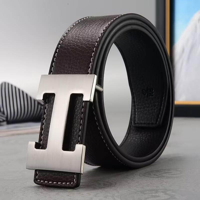Klassieke Herenleren Riem, Business Casual Tailleband, Letter Trendy Mode Veelzijdige Gesp Riem, Vakantiecadeau