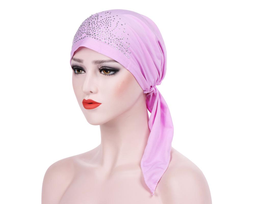 Dehnbarer Polyester Strass Beanie Kopftuch für Damen
