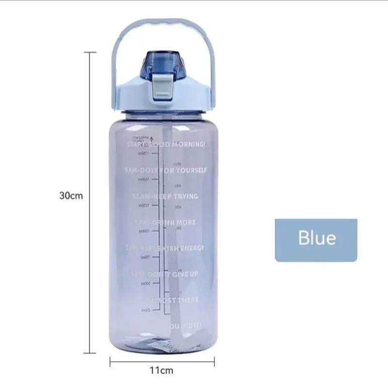 2L Sports Water Bottle with Straw Portable Large Capacity Water Bottles Fitness Bike Cup Summer Cold Water Jug with Time Marker