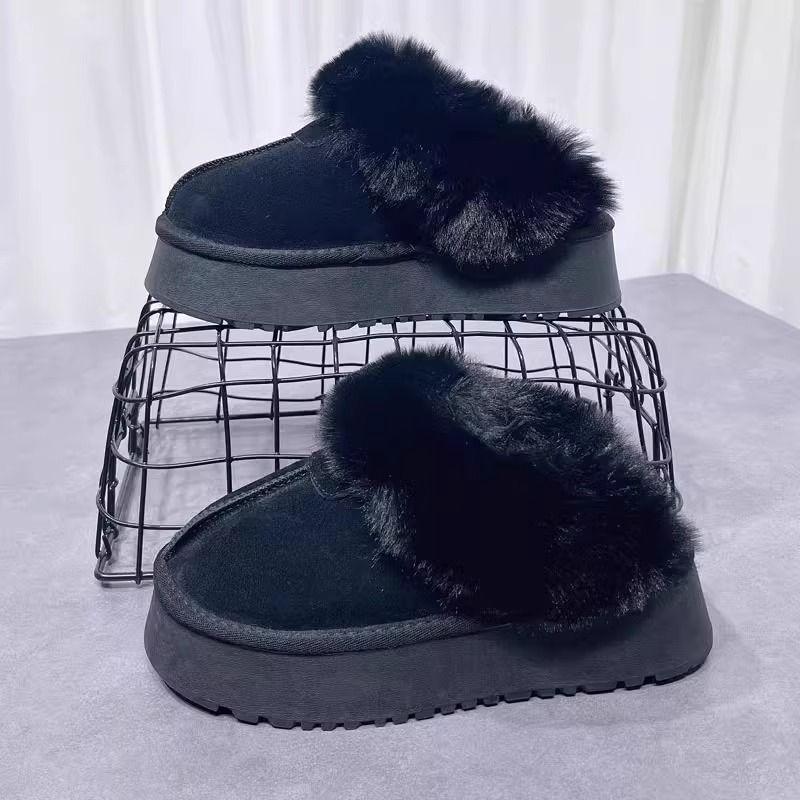 Mao Mao Thick-soled Slippers Women's Winter New Fur Integrated Outer Wear Heightening Bag Head Drag Thickened Velvet Snow Boots