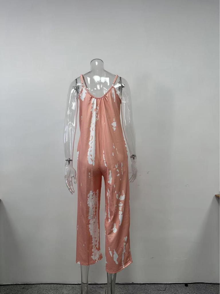 2022 Europäischer & Amerikanischer Damen Spaghettiträger Hoher Bund Weiter Bein Jumpsuit