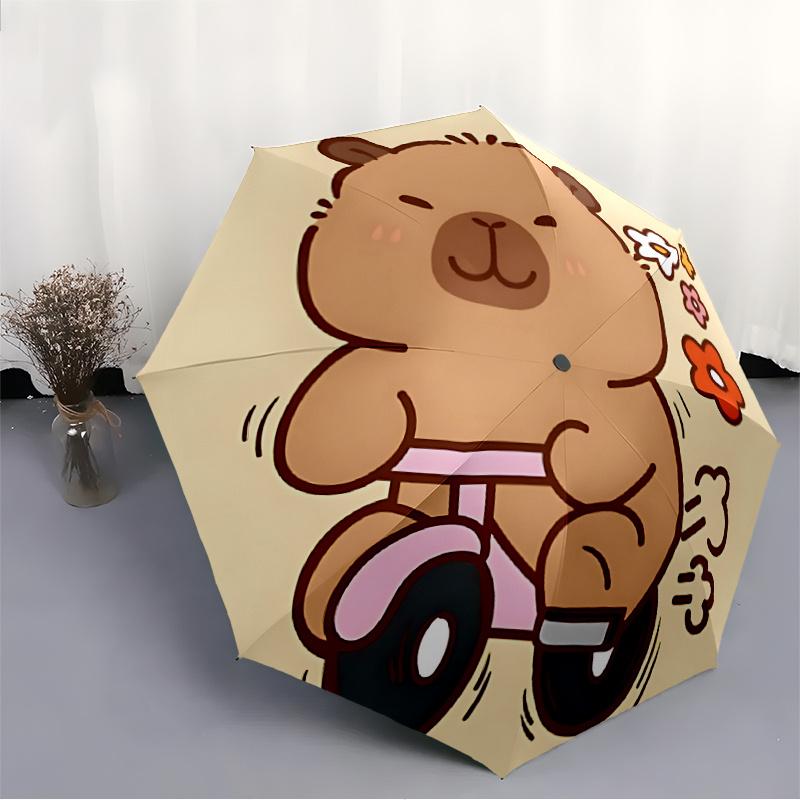 1pc Bicycle Ride Automatic Open/close Umbrella, 8-Rib Sturdy Structure, Artistic Pattern, Compact Design, Fashion Lovers L033