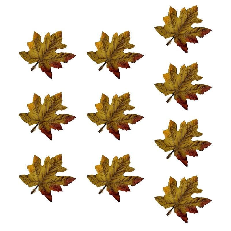 10PCS Bright Colored Faux Maple Leaf Models With Natural Texture For Home Decors And Seasonal Displays