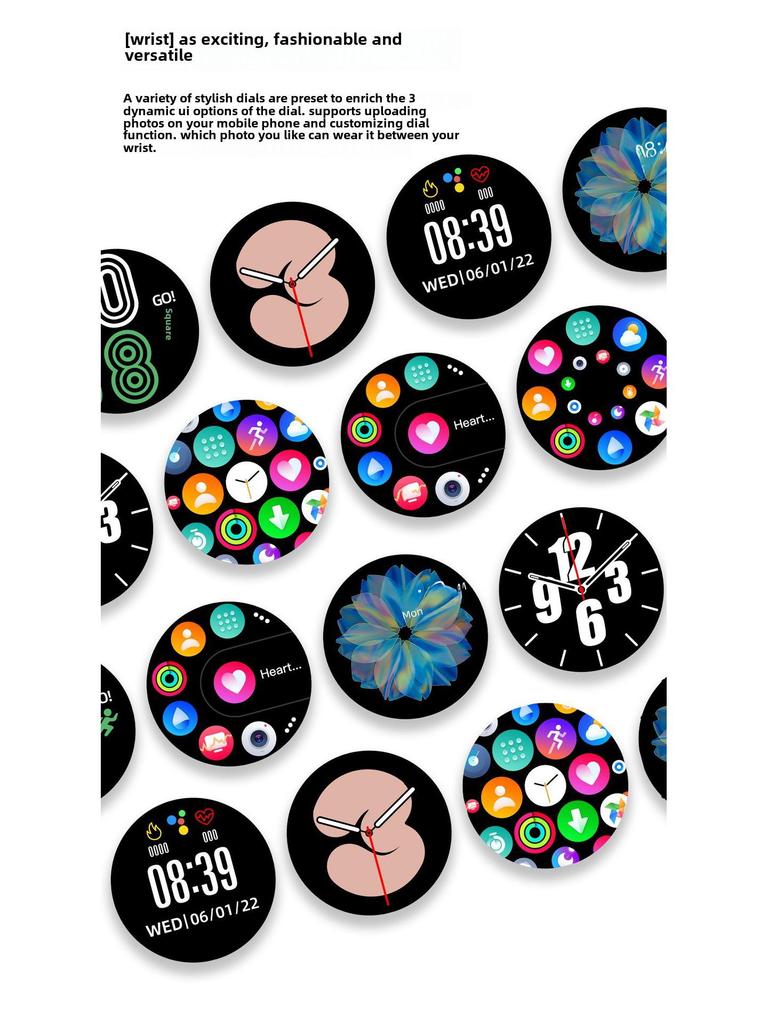 Grenzüberschreitende T2Pro Smartwatch: Runder Bildschirm, Bluetooth-Anrufe, Herzfrequenzmesser, Trainings- und Schrittzähler, Anruf- und Nachrichtenbenachrichtigungen.