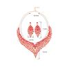 Luxury Jewelry Set Wholesale Elegant Bridal Wedding Prom Red Crystal Statement Earrings Rhinestone Choker Necklace for Women
