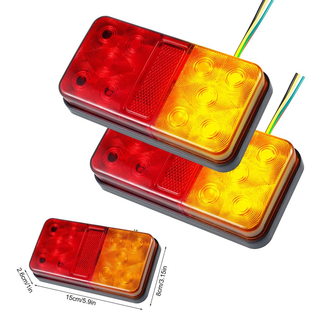 2PCS 12v Car Trailer Truck Tail Light Waterproof 10 LED Signal Indicator Brake Turn Indicator Light 3 in 1