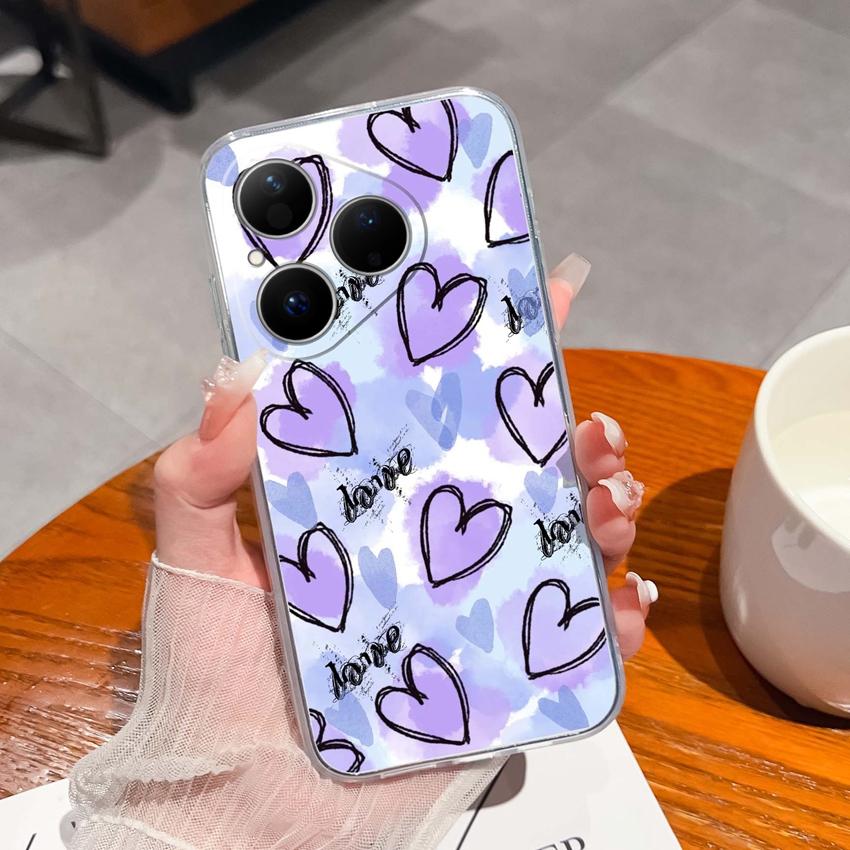 For Huawei Pura 80 70 Pro Plus Ultra Honor X6C 8C Phone Bags Cute Big Eyed Black Cat Patterns Luxury Transparent Lens Protection Case For Huawei Shell