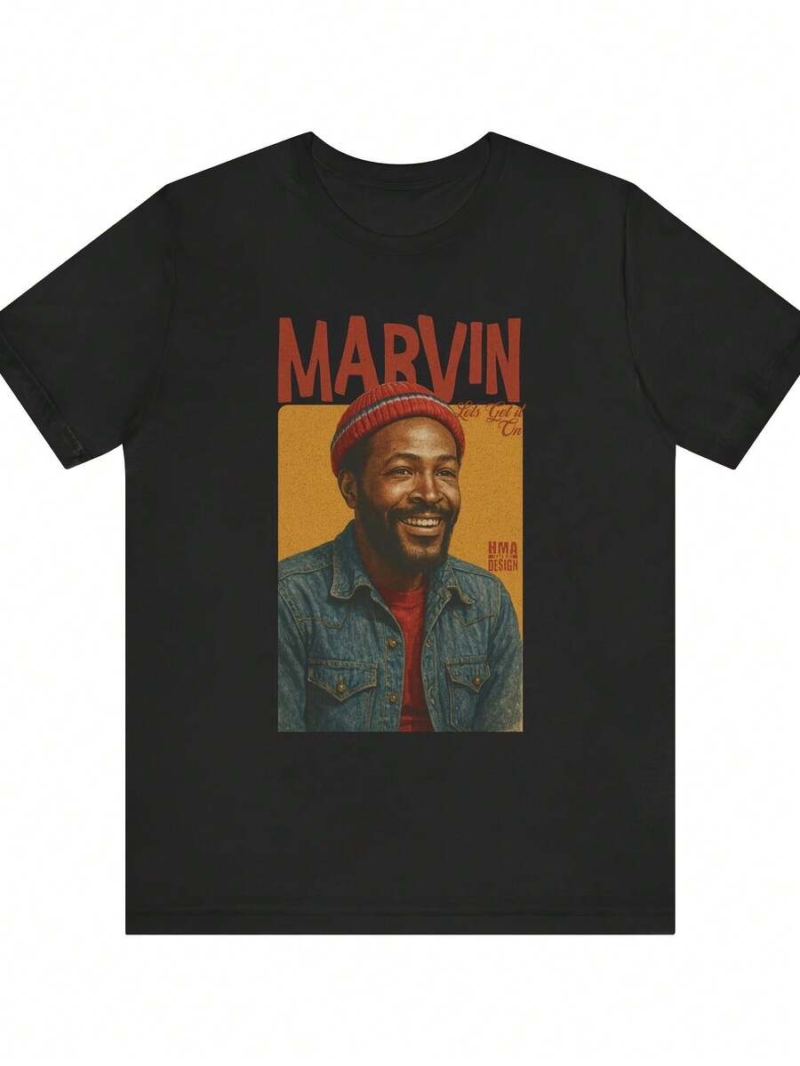 Vintage Marvin Gaye Retro Unisex T-Shirt - Black Music Legend Tee With Marvin Portrait M