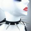 Long Spike Choker Punk Faux Leather Collar Cool Big Rivets Necklace Accessories