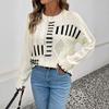 YYFS Dámská móda Ležérní Podzim Zima Svetry s proužkovaným potiskem s dlouhým rukávem a výstřihem do O
