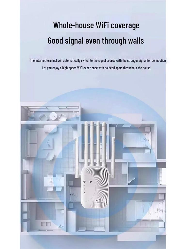 Dualband 1200M Drahtloser WiFi-Signalverstärker & Hochleistungs-Router (2,4 & 5,8G)