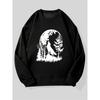 Men's Howling Wolf Under Moonlit Forest Silhouette Pattern Casual Crew Neck Sweatshirt