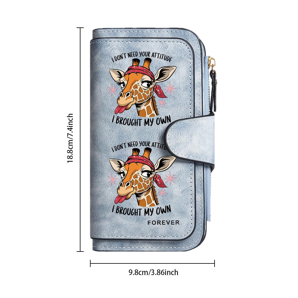 Giraffe Print Long Wallet Fashionable PU Leather Purse Multi Card Holder for Women