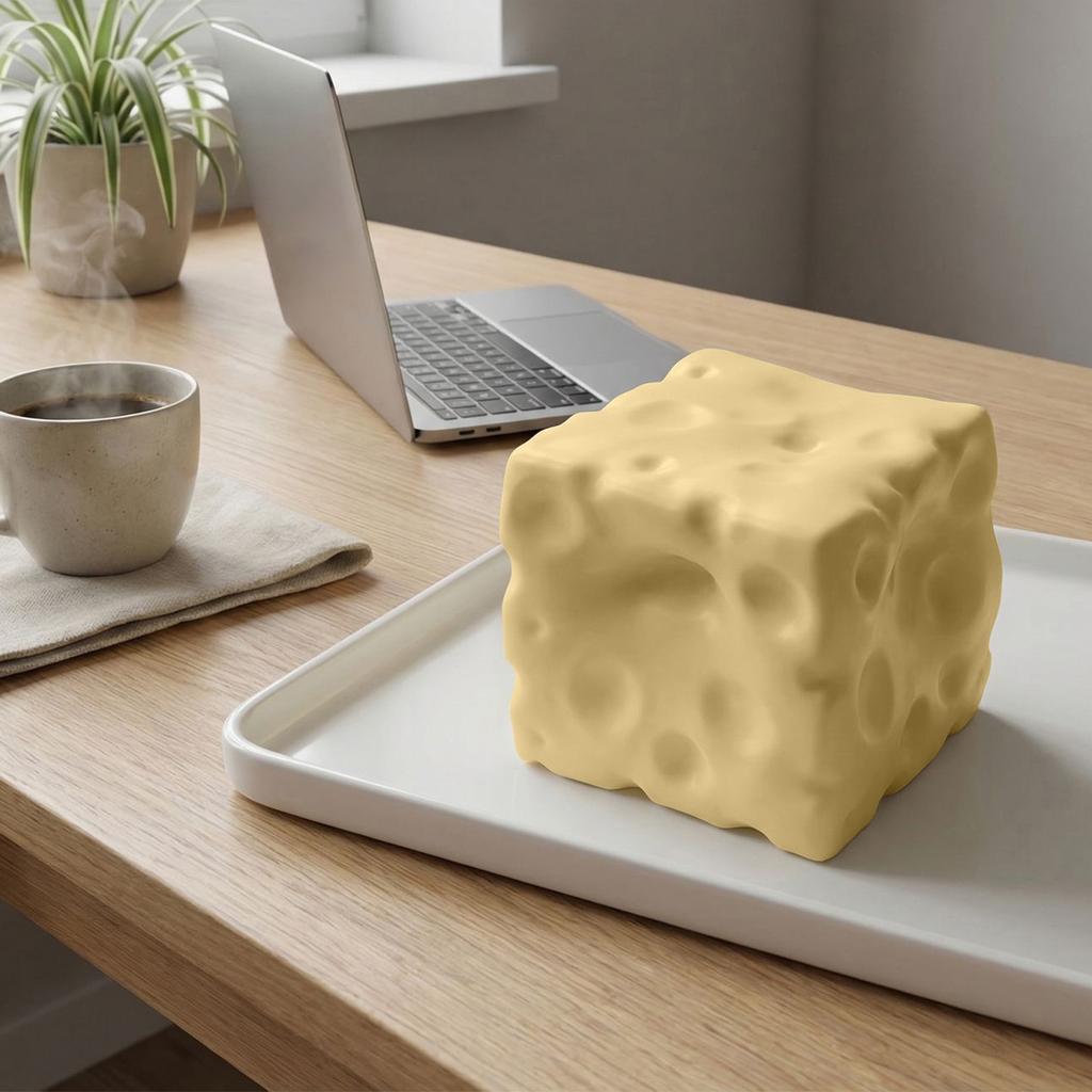 Foam Cheese Cube Shaped Stress Relief Toy Realistic Texture Lightweight Material for Home Office Desk Decoration Gift