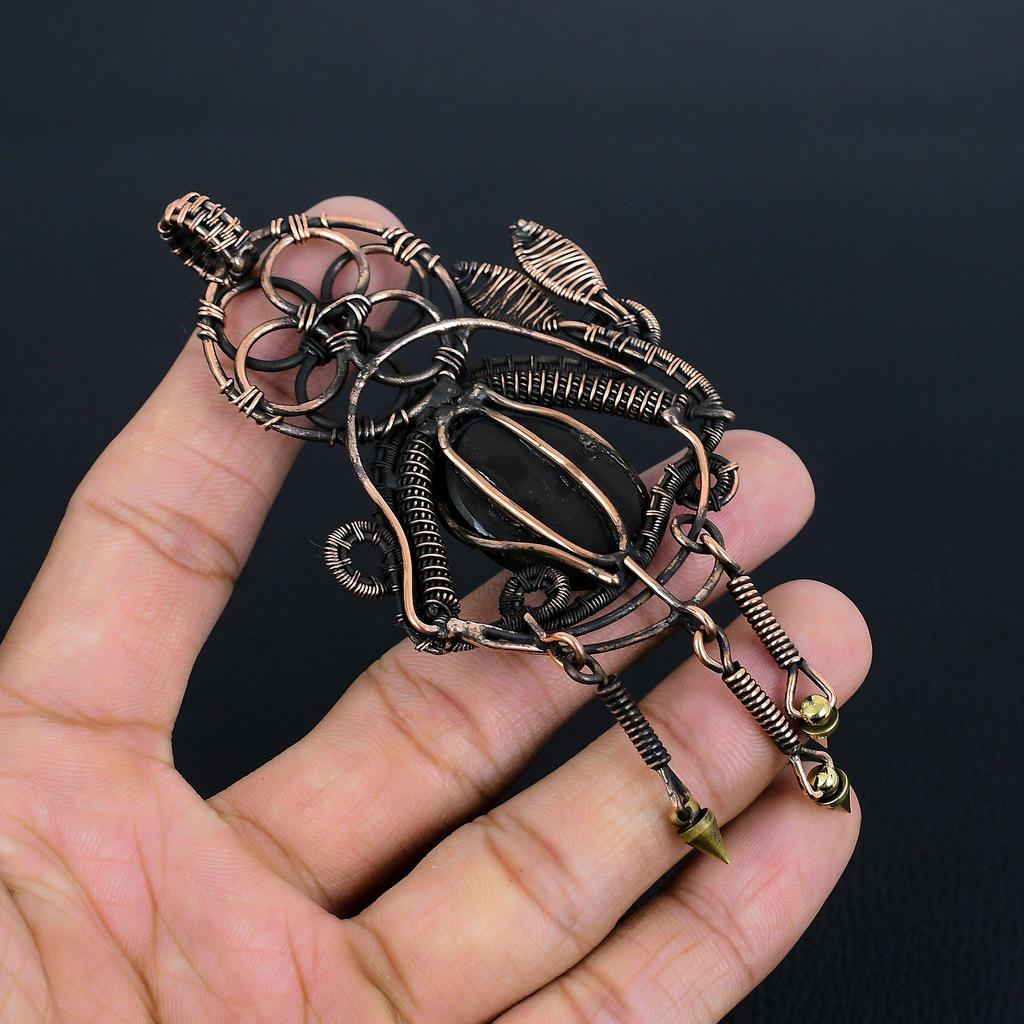 Abalone Shell 999 Copper Wire Wrapped Pendant, Handmade Gemstone Pendant Jewelry, Gifts For Wife Brand New Pendant