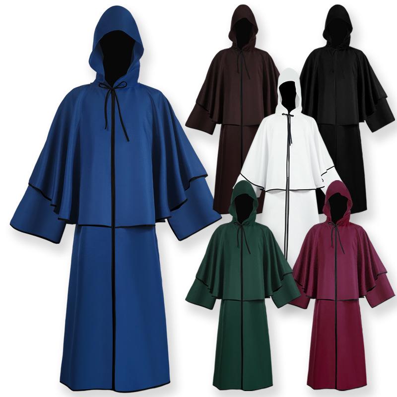 Pelerină Medievală Multicoloră cu Glugă pentru Cosplay - Costum Grim Reaper/Vrăjitor