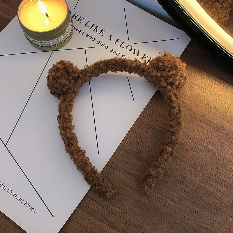 New Cute Plush Bear Ear Hair Bands Women Home Wash Face Make-up Non-slip Headband Girl Versatile Daily Hair Accessories