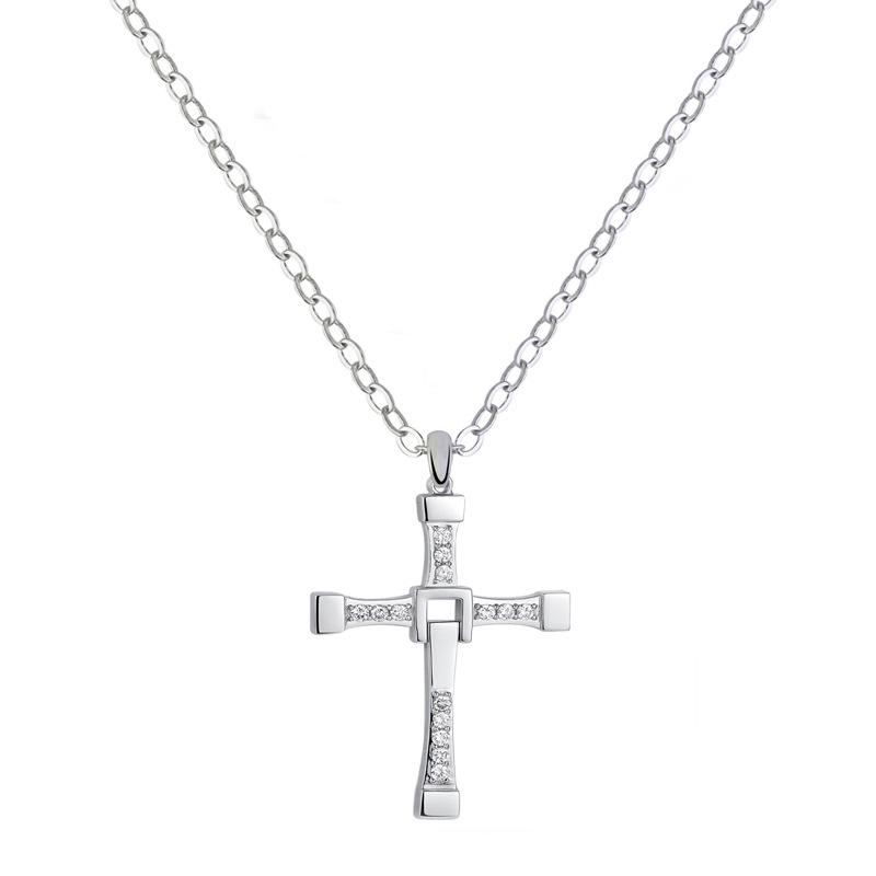Punk Cross Man Pendant Necklace Fashion Cross Pendant Chain Necklace