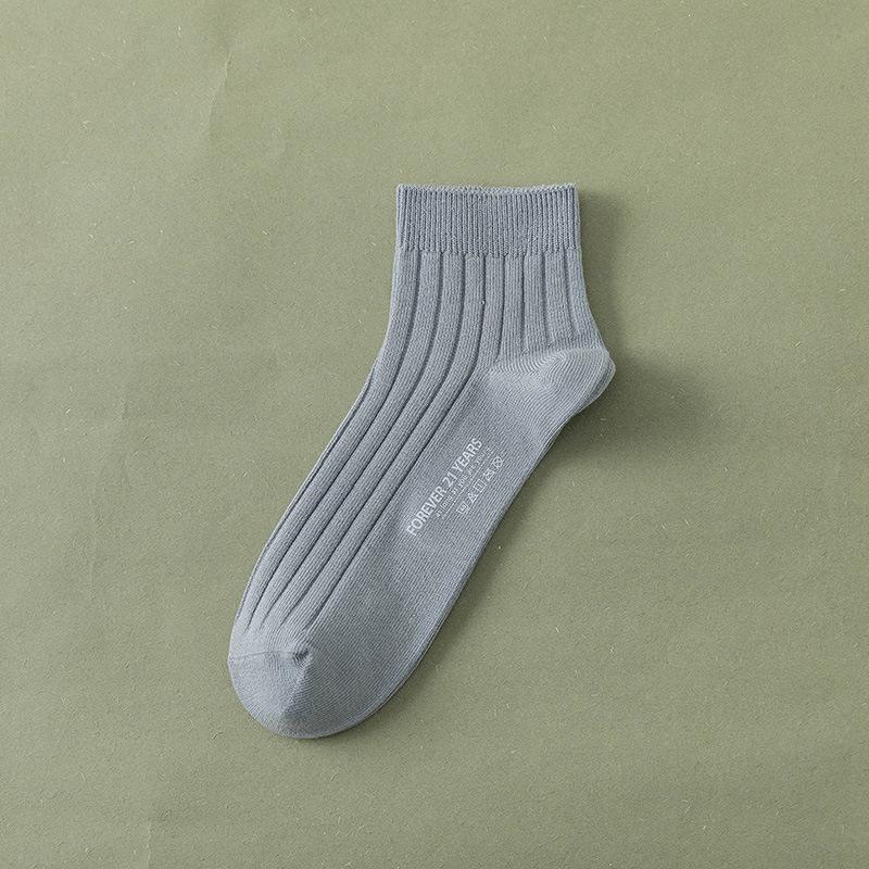 Men's Short Socks for Spring and Summer, Double-needle Short Tubes, Solid Color Combed Cotton Men's Socks, Thin Boat Socks