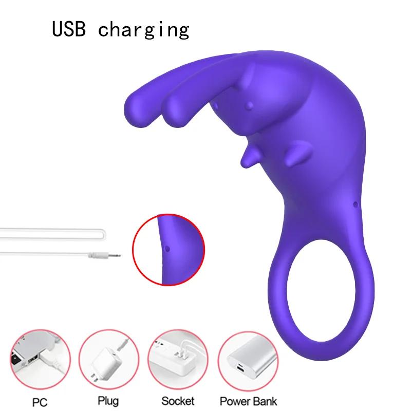 Penis Vibration Ring Delayed Ejaculation Rabbit Vibrator Stimulator Women Clitoris Massage For Adult Men Sex Toys