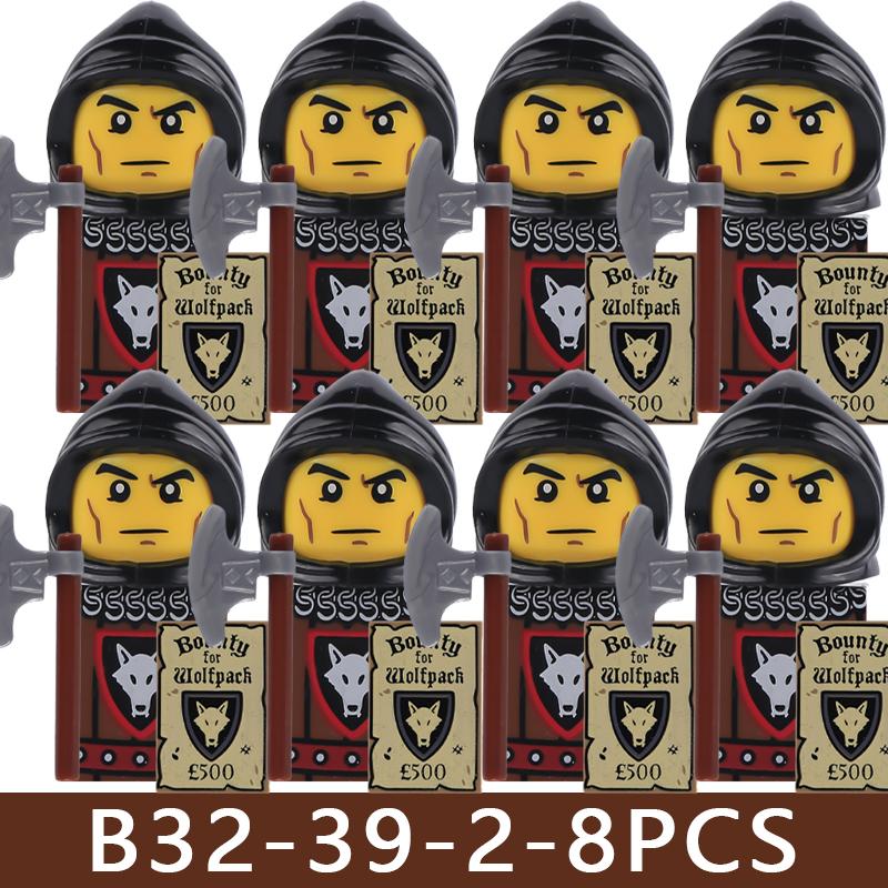Medieval Castle Soldier Figures Building Blocks Knight Orc Warrior Dragon Wolf Animals Battle Flags Accessories Bricks Toys Boys