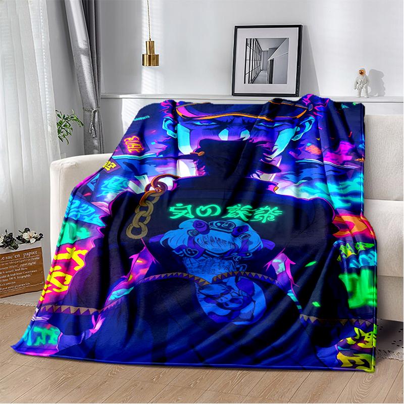 3D Jojo's Bizarre Adventure Cartoon Anime Blanket,Soft Throw Blanket for Home Bedroom Bed Sofa Travel Picnic Office Cover Kids