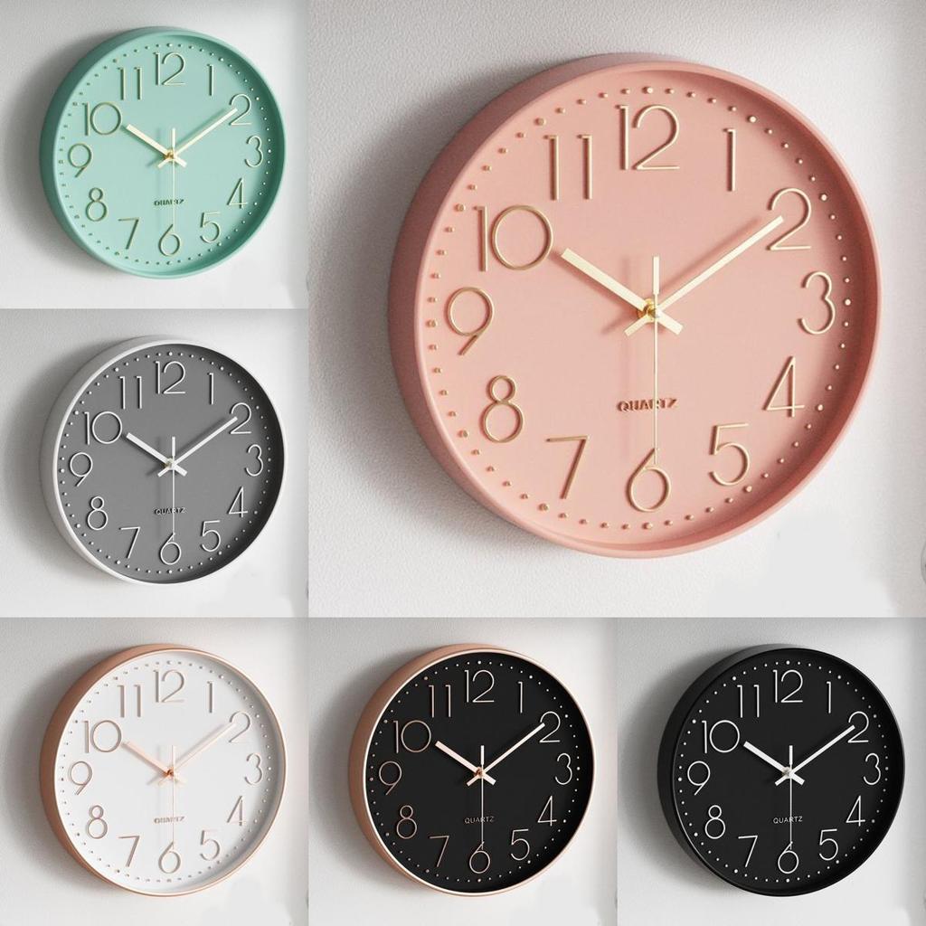 Modern Round Quartz Wall Clock With Silent Motion For Living Room Decor