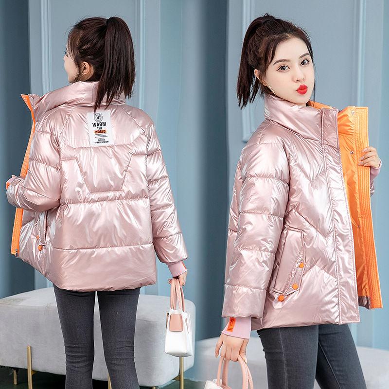 New Women's Winter Jacket Glossy Parka Stand Callor Down Cotton Jacket Warm Casual Cotton Padded Parkas Snow Wear Coat